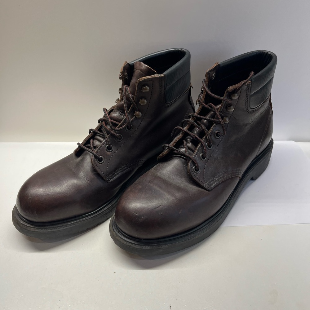 Men's Brown Leather Boots redwings size 10.5 steel toe work boots